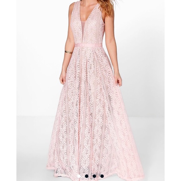 Boohoo | Dresses | Boutique All Lace Plunge Neck Maxi Dress | Poshmark